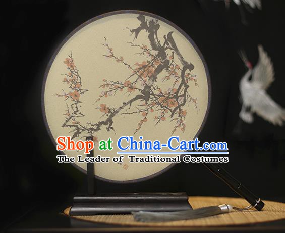 Traditional Chinese Crafts Printing Plum Blossom Silk Round Fan, China Palace Fans Princess Circular Fans for Women