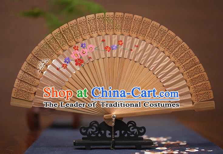 Traditional Chinese Crafts Hand Painting Folding Fan, China Handmade Classical Carving Fans for Women
