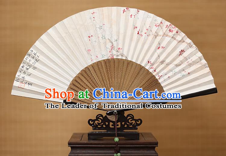 Traditional Chinese Crafts Classical Paper Folding Fan, China Handmade Painting Plum Blossom Fans for Women