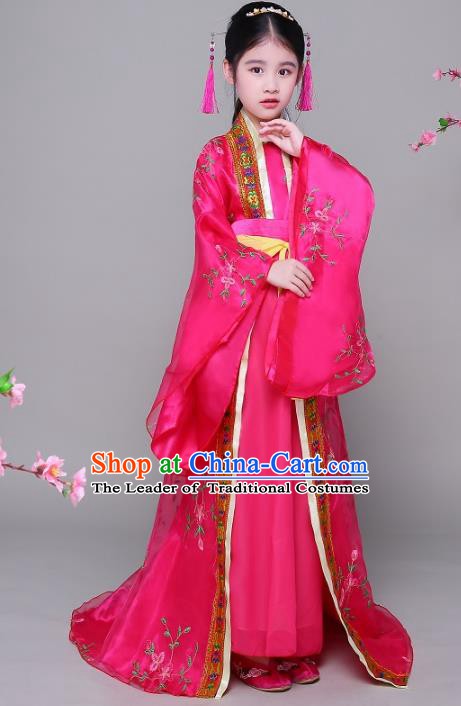 Traditional Chinese Ancient Children Imperial Consort Hanfu Dress Clothing, China Tang Dynasty Palace Lady Costume for Kids