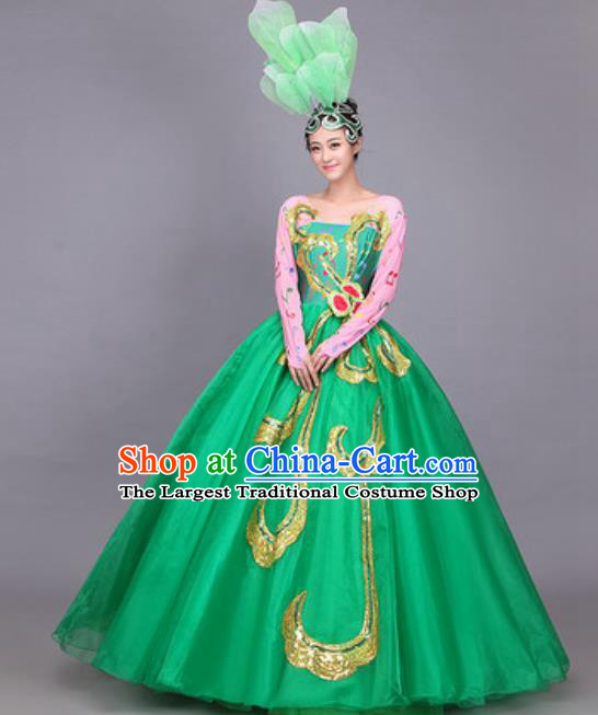 Professional Opening Dance Costume Stage Performance Classical Dance Green Dress for Women