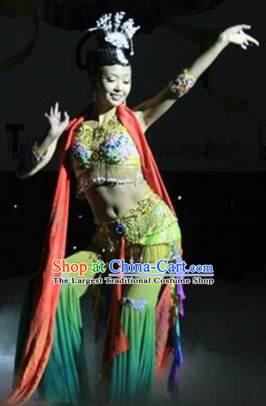 Chinese Traditional Folk Dance Costume Classical Dance Flying Dance Green Clothing for Women