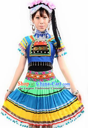 Chinese Traditional Yi Nationality Costume Folk Dance Ethnic Clothing for Women