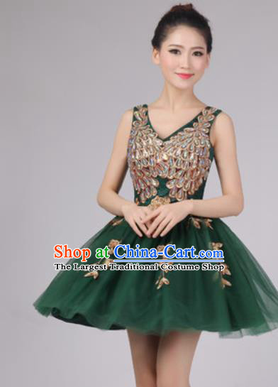 Professional Modern Dance Atrovirens Bubble Dress Opening Dance Stage Performance Costume for Women