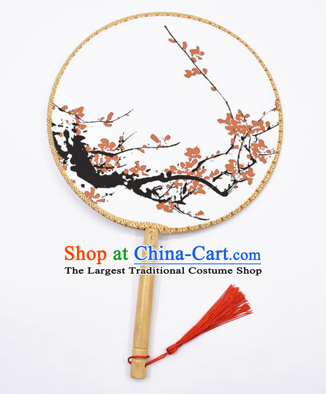Chinese Ancient Palace Fans Handmade Printing Hanfu Round Fans for Women