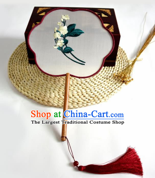 Chinese Ancient Silk Fans Traditional Embroidered Flowers Palace Fans for Women