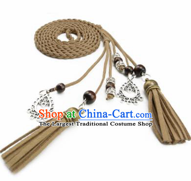 Chinese Ancient Hanfu Hair Accessories Traditional Swordswoman Khaki Hair Band  for Women
