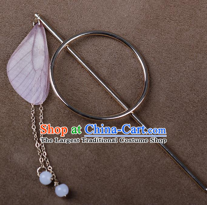 Chinese Ancient Hanfu Hair Accessories Traditional Swordswoman Purple Butterfly Wing Hairpins for Women