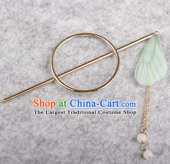 Chinese Ancient Hanfu Hair Accessories Traditional Swordswoman Green Butterfly Wing Hairpins for Women