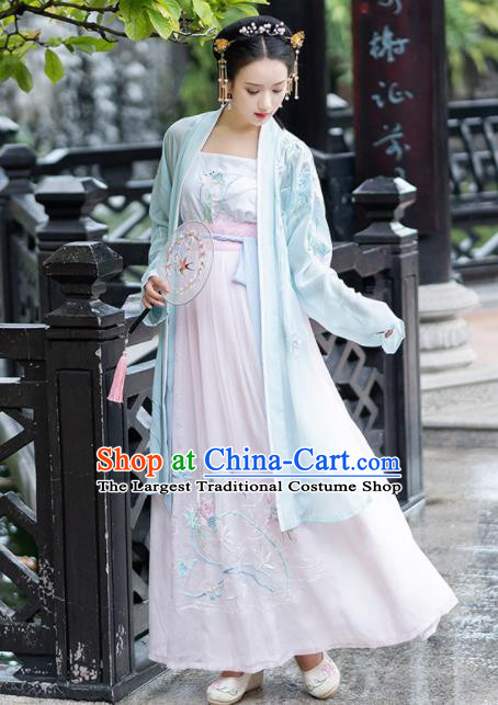 Chinese Tang Dynasty Costumes Ancient Princess Embroidered Hanfu Dress for Women