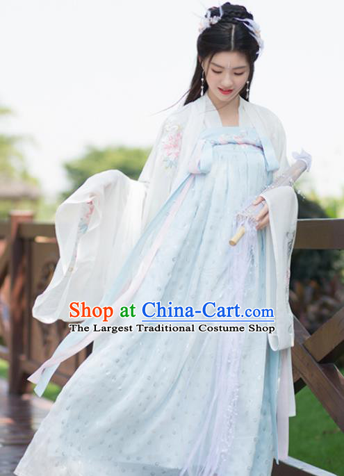 Chinese Tang Dynasty Costumes Ancient Palace Princess Embroidered Hanfu Dress for Women