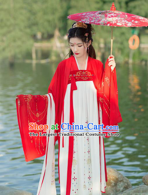 Chinese Ancient Tang Dynasty Imperial Concubine Embroidered Costumes for Women