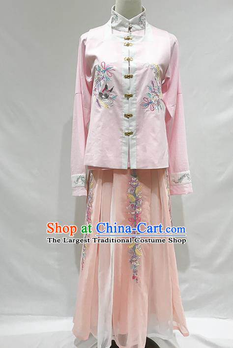 Ancient Chinese Ming Dynasty Nobility Lady Pink Hanfu Dress Historical Costumes for Women