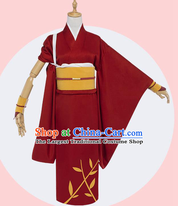Top Grade Japanese Cosplay Costumes Ancient Swordswoman Red Kimono for Women