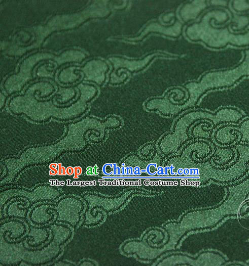 Asian Chinese Traditional Pattern Fabric Ancient Hanfu Atrovirens Brocade Silk Fabric Drapery Material