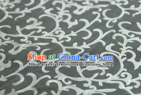 Asian Chinese Traditional Pattern Fabric Ancient Hanfu Jacquard Weave Grey Brocade Silk Fabric Drapery Material