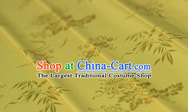 Asian Chinese Traditional Pattern Yellow Silk Fabric Ancient Hanfu Jacquard Brocade Fabric Drapery Material