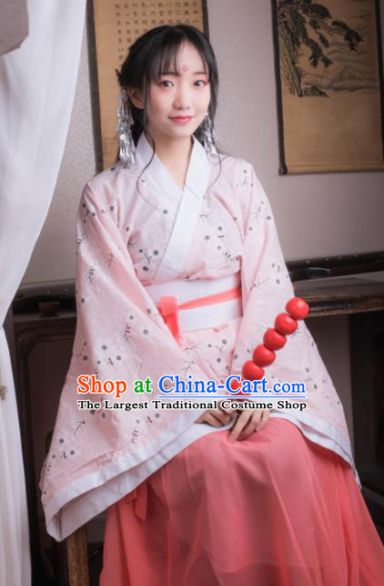 Chinese Ancient Peri Pink Hanfu Dress Han Dynasty Princess Costumes for Women