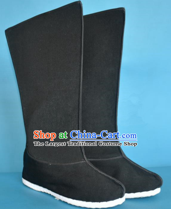 Chinese Traditional Beijing Opera Takefu Shoes Ancient Han Dynasty Warrior Black Boots for Men