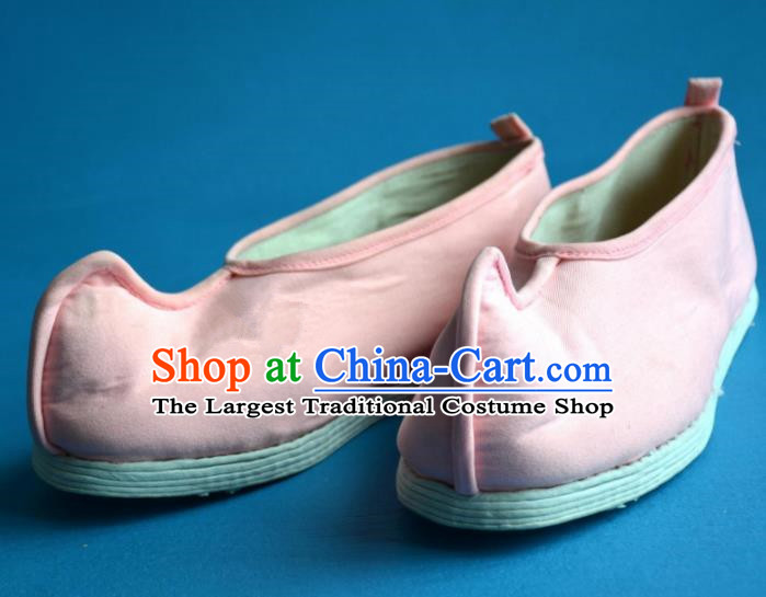Chinese Ancient Handmade Cloth Shoes Traditional Han Dynasty Princess Shoes Embroidered Pink Shoes for Women