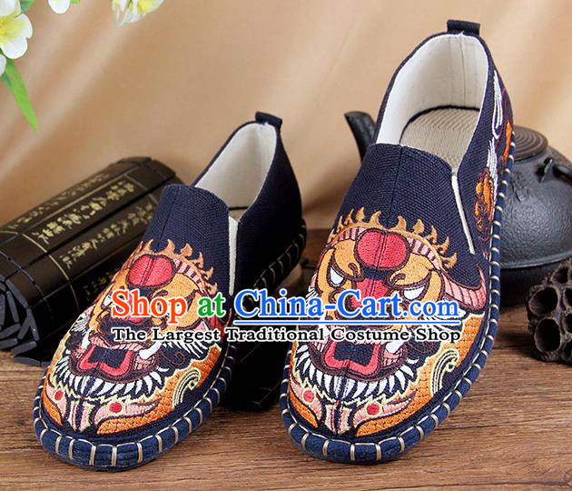 Chinese National Shoes Traditional Cloth Shoes Embroidery Navy Shoes for Men
