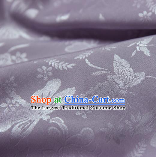 Asian Chinese Traditional Purple Jacquard Silk Fabric Ancient Hanfu Brocade Fabric Drapery Material