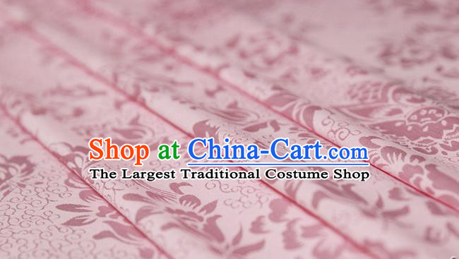 Asian Chinese Traditional Pink Silk Fabric Ancient Hanfu Jacquard Brocade Fabric Drapery Material
