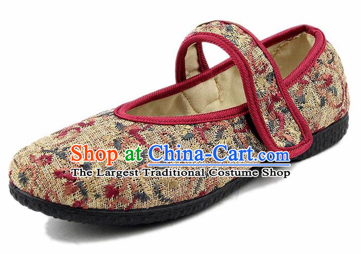 Chinese National Handmade Shoes Traditional Cloth Shoes Beige Shoes for Women