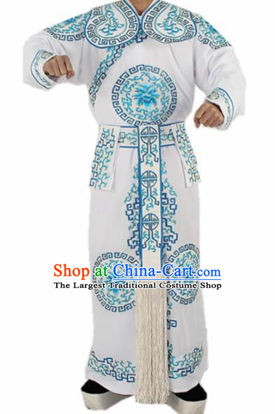 Chinese Traditional Peking Opera Takefu White Costumes Ancient Swordsman Clothing for Men