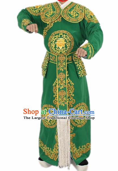 Chinese Traditional Peking Opera Takefu Green Costumes Ancient Swordsman Clothing for Men