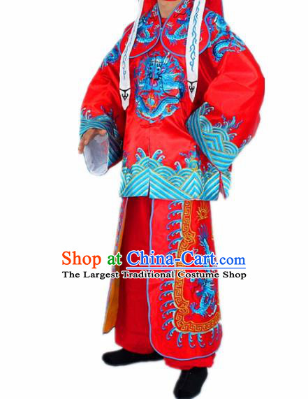 Chinese Traditional Peking Opera Takefu Red Costumes Ancient Imperial Bodyguard Swordsman Clothing for Men