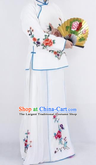 Chinese Traditional Peking Opera Young Lady Costumes Ancient Maidservants White Dress for Women