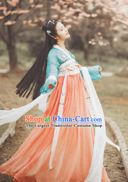 Traditional Chinese Ancient Nobility Lady Embroidered Costumes Tang Dynasty Princess Hanfu Dress for Women