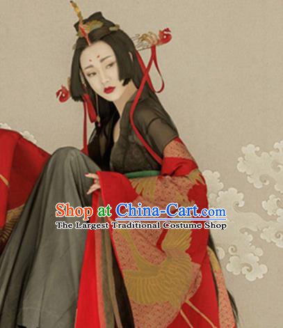 Traditional Chinese Ancient Qin Dynasty Queen Costumes and Headpiece for Women