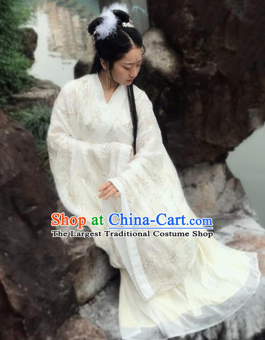 Chinese Ancient Wei Jin Dynasty Princess Embroidered Costumes for Women