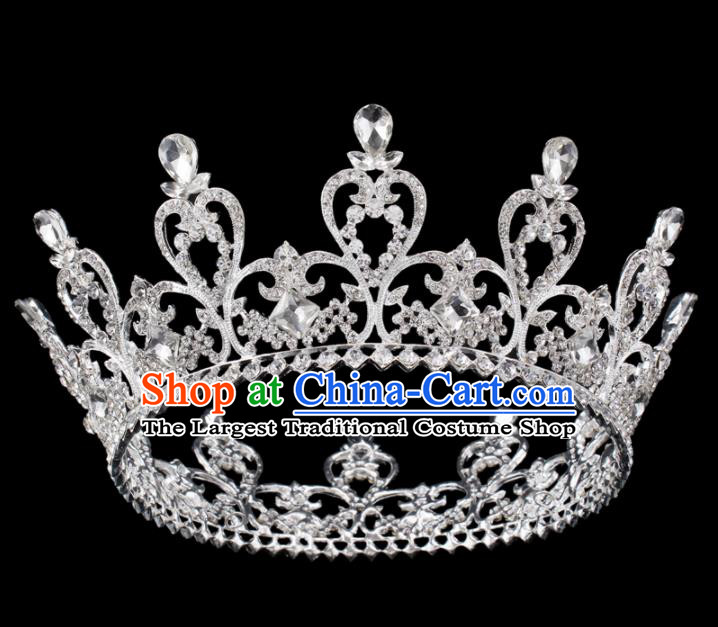 Baroque Wind Hair Accessories Princess Retro Crystal Argent Royal Crown for Women