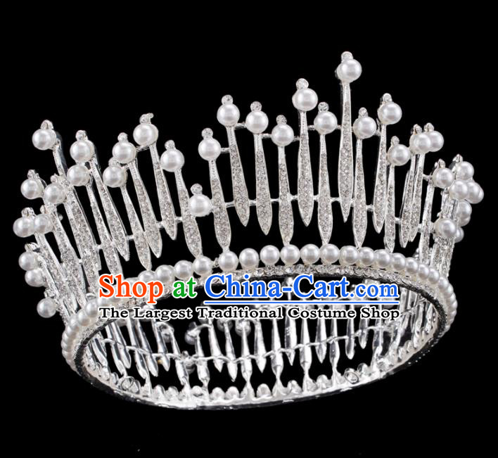 Baroque Wind Hair Accessories Bride Retro Crystal Pearls Royal Crown for Women
