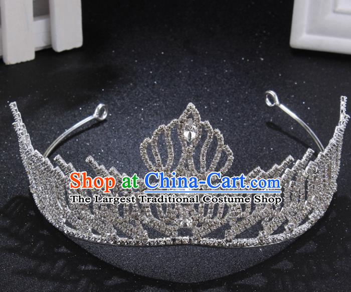 Handmade Wedding Bride Rhinestone Hair Accessories Baroque Queen Retro Royal Crown for Women