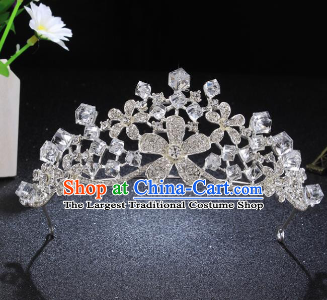 Top Grade Princess Retro Rhinestone Flowers Royal Crown Baroque Wedding Bride Hair Accessories for Women