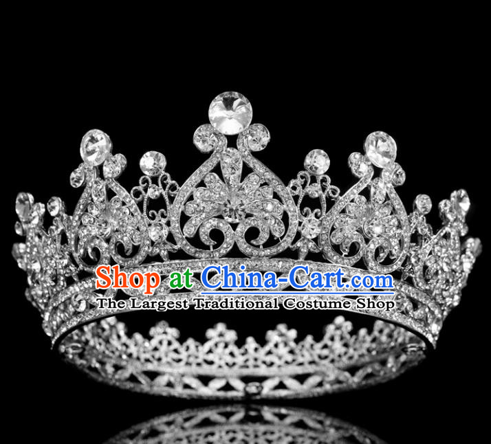 Handmade Top Grade Queen Crystal Royal Crown Baroque Bride Retro Wedding Hair Accessories for Women