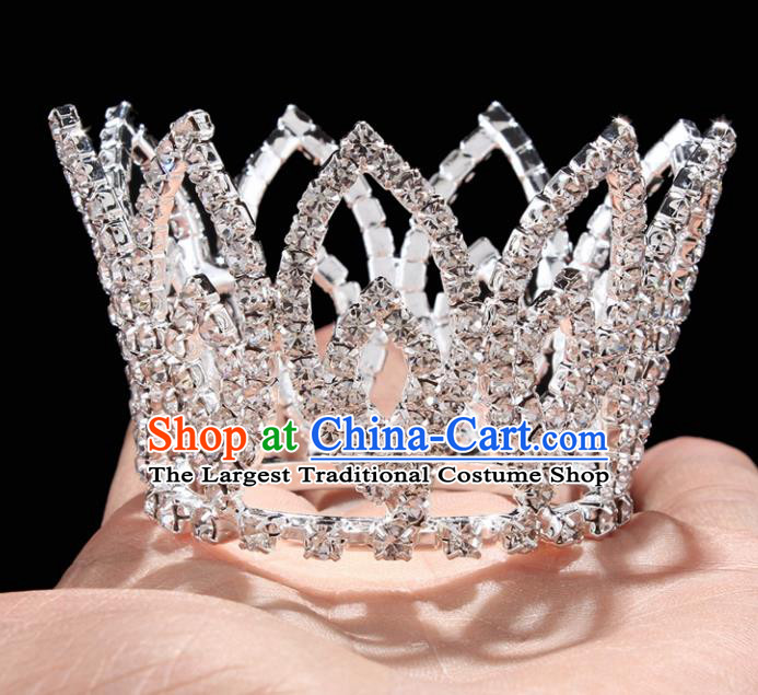 Handmade Top Grade Wedding Little Round Crystal Royal Crown Baroque Queen Retro Hair Accessories for Women