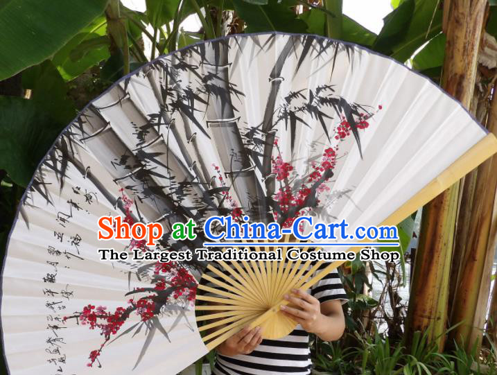Chinese Traditional Paper Fans Decoration Crafts Handmade Painting Plum Blossom Bamboo Folding Fans
