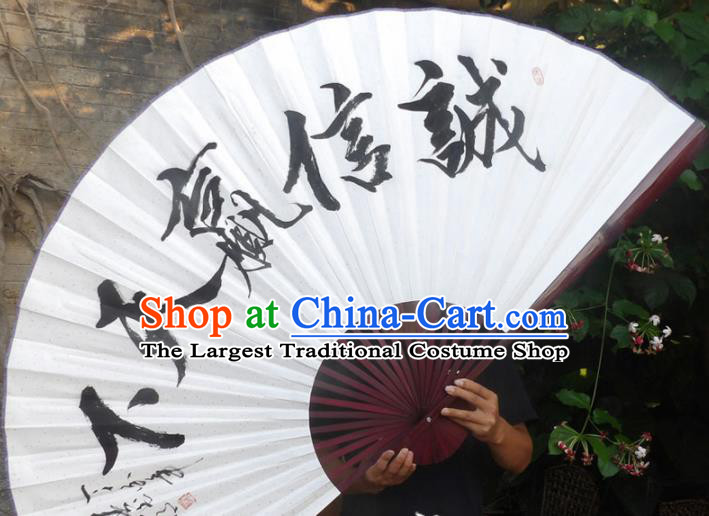 Chinese Traditional Decoration Crafts Red Frame Folding Fans Ink Painting Paper Fans