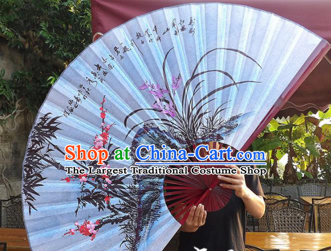 Chinese Traditional Handmade Silk Fans Decoration Crafts Ink Painting Plum Blossom Orchid Bamboo Folding Fans
