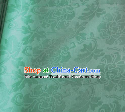 Asian Chinese Traditional Twine Peony Pattern Design Green Brocade Fabric Silk Fabric Chinese Fabric Material