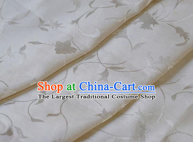 Asian Chinese Fabric Traditional Twine Pattern Design White Brocade Fabric Chinese Costume Silk Fabric Material