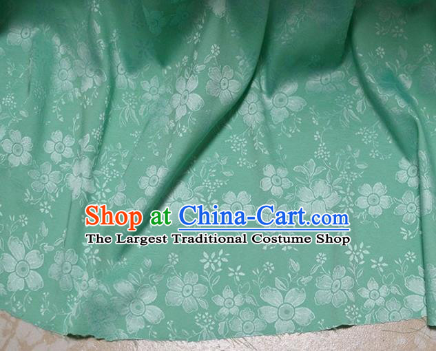 Asian Chinese Fabric Traditional Sakura Pattern Design Green Brocade Fabric Chinese Costume Silk Fabric Material