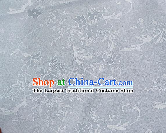 Asian Chinese Fabric Traditional Peony Pattern Design White Brocade Fabric Chinese Costume Silk Fabric Material