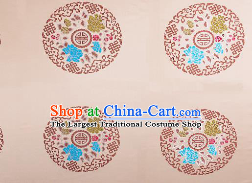 Chinese Traditional Beige Brocade Fabric Asian Peony Pattern Design Satin Cushion Silk Fabric Material