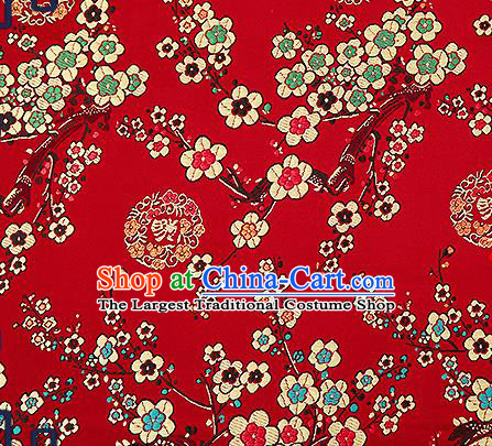Chinese Traditional Purplish Red Brocade Fabric Classical Plum Blossom Pattern Design Satin Tang Suit Silk Fabric Material